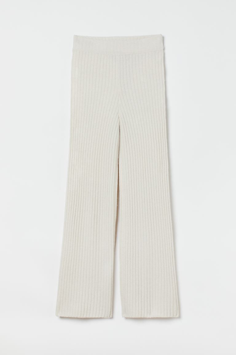 Rib-knit merino wool-blend trousers | H&M (UK, MY, IN, SG, PH, TW, HK)