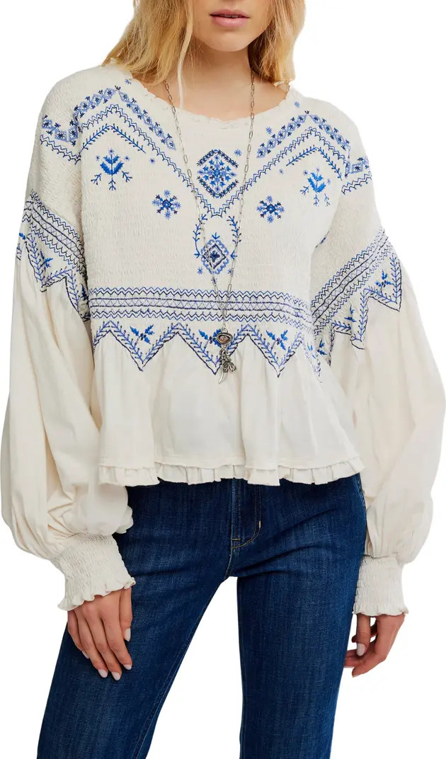 Holly Smocked Embroidered Top | Nordstrom