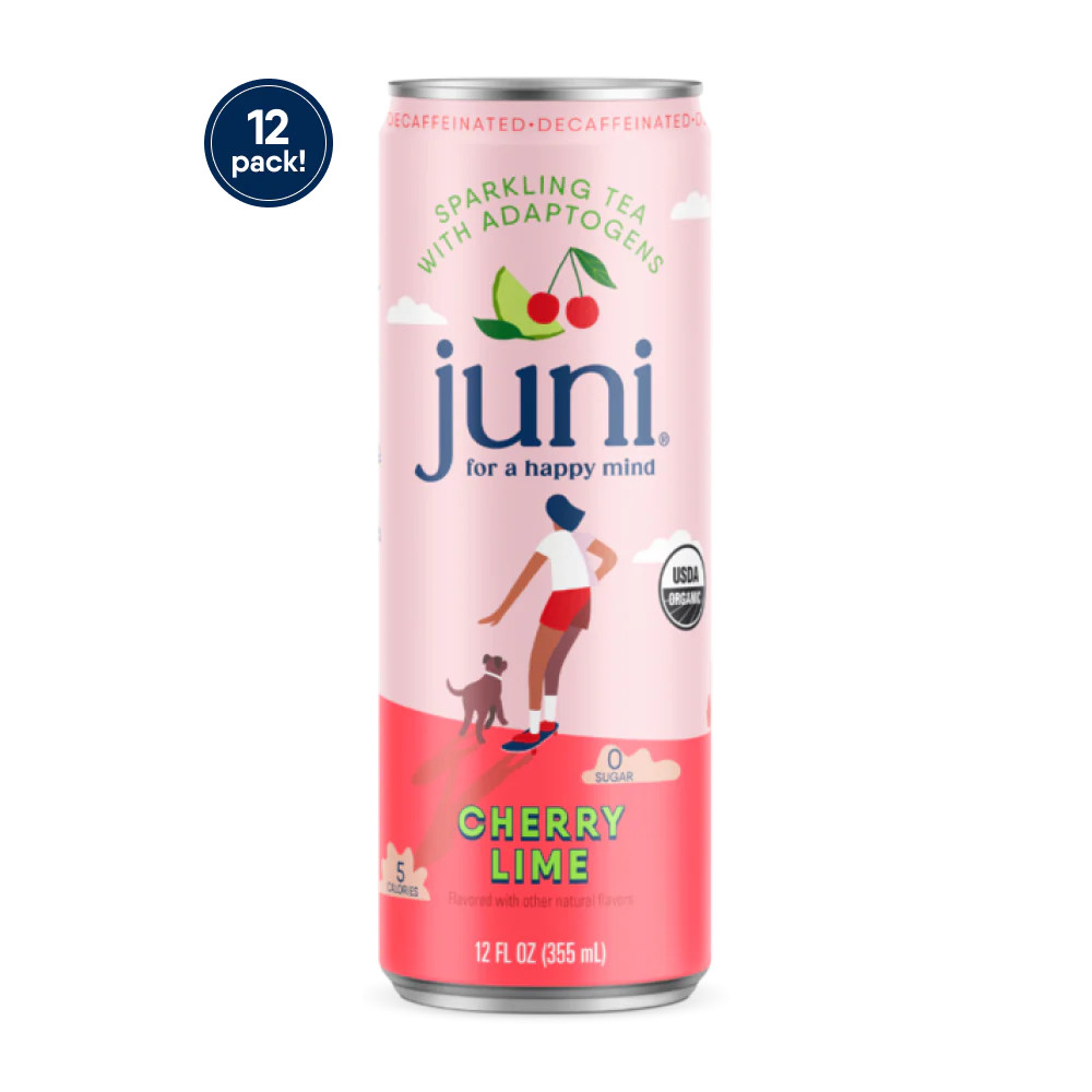 Juni Sparkling Adaptogen Drinks | Cherry Lime | 12-Pack | Drink Juni