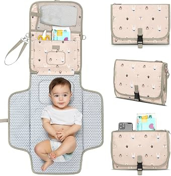 KeaBabies Portable Diaper Changing Pad, Travel, Car - Large Waterproof Baby Changing Mat, Wipeable, Padded, On The Go Travel Diaper Clutch Bag, Easy to Use Pockets for Newborn Essentials (Wild Patrol) | Amazon (US)