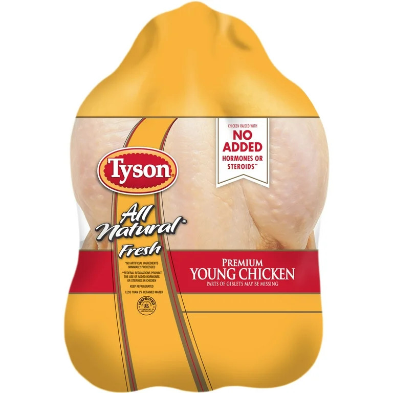 Tyson All Natural, Fresh, Premium Young Whole Chicken, 5.0 - 6.5 lb - Walmart.com | Walmart (US)