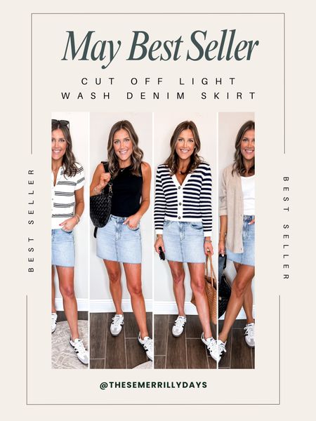May best seller - this light wash denim skirt is under $20 right now! If you are in between sizes you could go down one 

#LTKFindsUnder50 #LTKStyleTip #LTKSaleAlert
