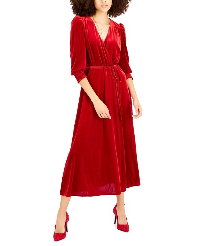 INC International Concepts Velvet Faux-Wrap Dress, Created for Macy's & Reviews - Dresses - Women... | Macys (US)