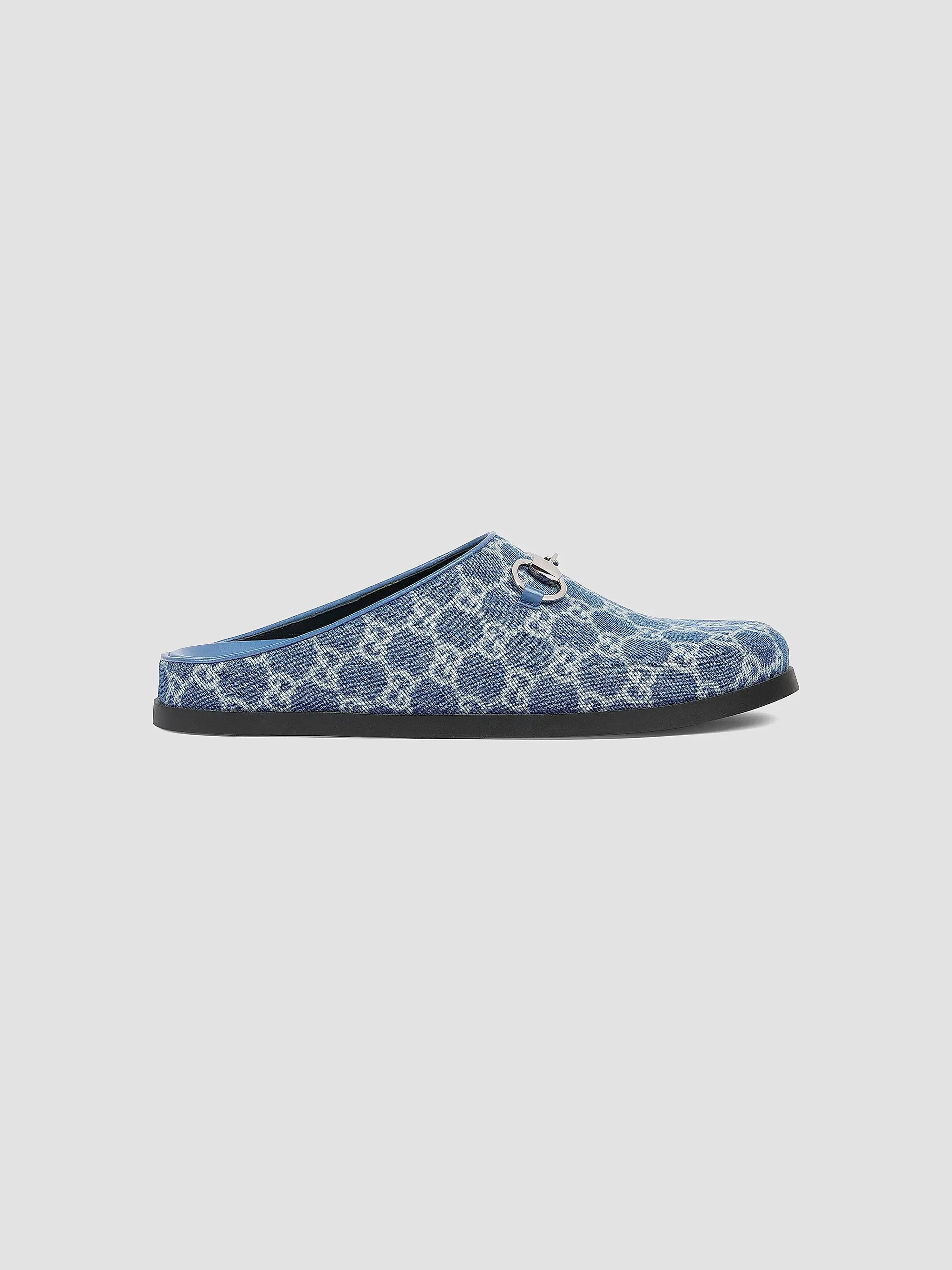 Gucci New Sol GG Denim Horsebit Mules | Saks Fifth Avenue | Saks Fifth Avenue