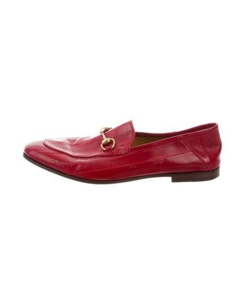 Gucci Jordaan Eel Skin Horsebit Loafers Red | The RealReal