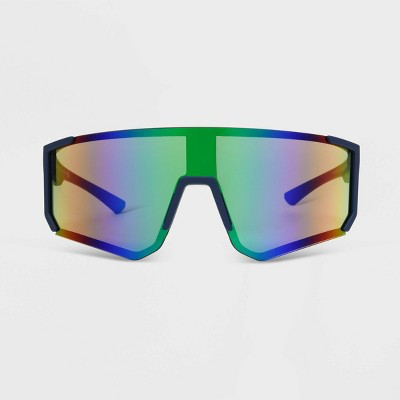 Men's Rubberized Plastic Shield Sunglasses - All In Motion™ Navy Blue | Target