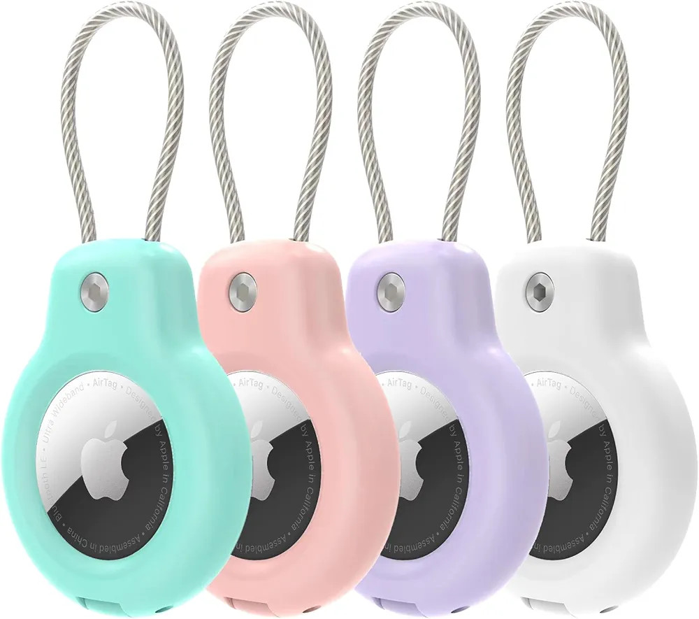 SPGUARD Airtag Holder for Apple AirTag Secure Holder With Wire Cable, 4 Pack Air Tag Lock Case Ke... | Amazon (US)