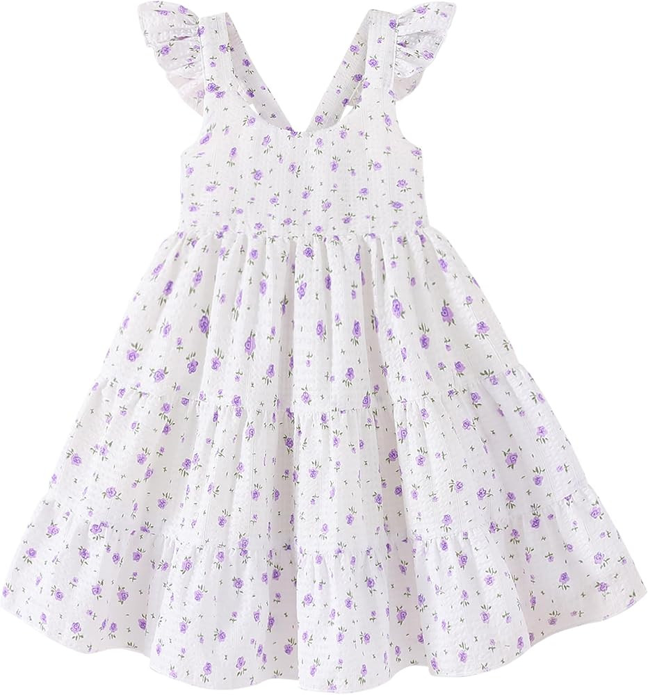 Kids Toddler Baby Girls Rainbow Dress Princess Sleeveless Beach Butterfly Sundress | Amazon (US)