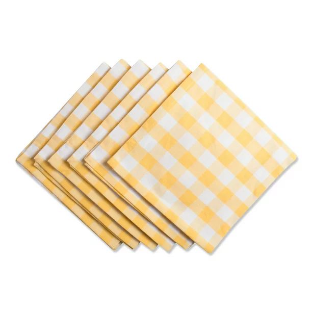 DII Yellow/White Checkers Napkin (Set of 6), 20x20", 100% Cotton | Walmart (US)