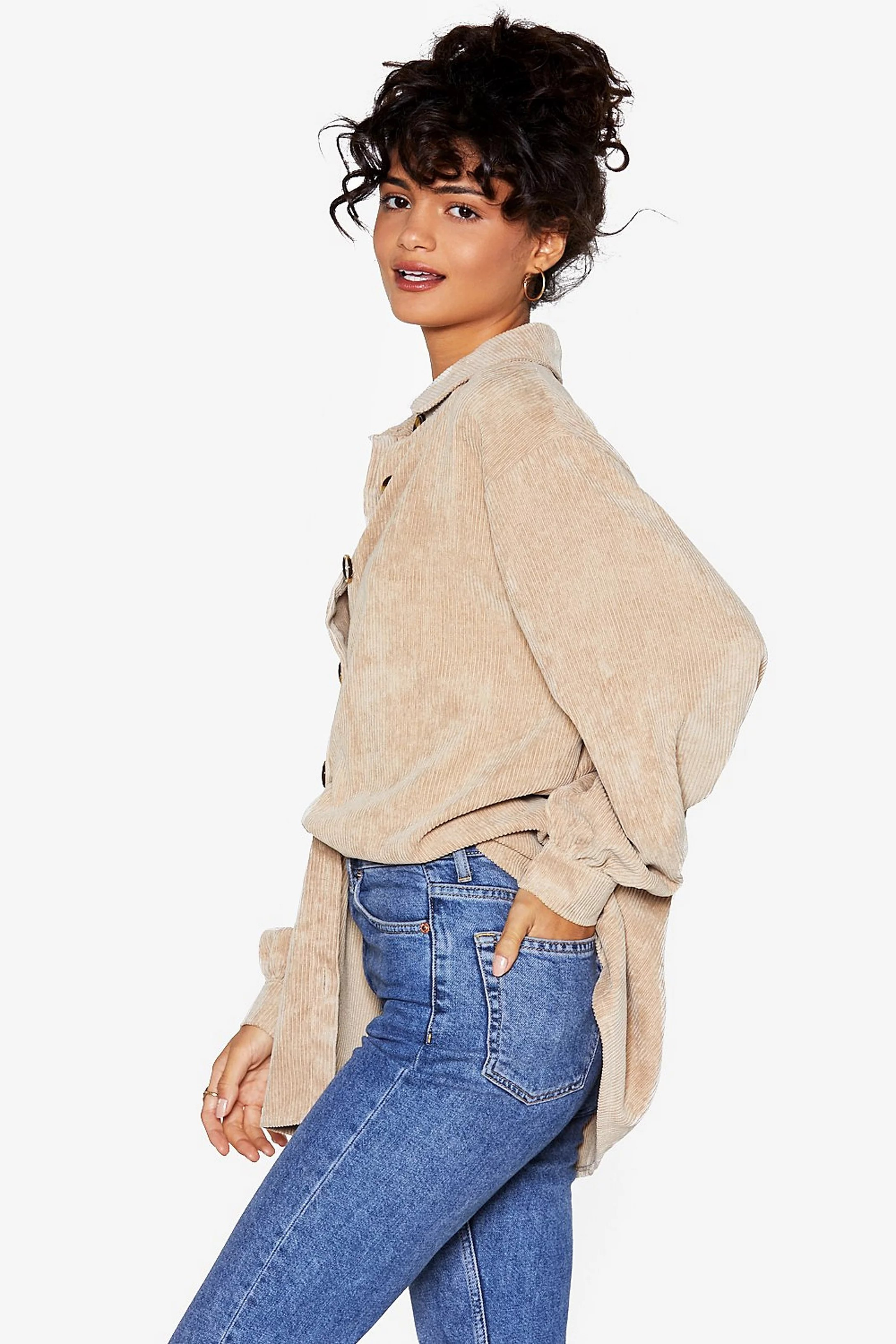 Button Down Oversized Corduroy Shirt | Nasty Gal (US)