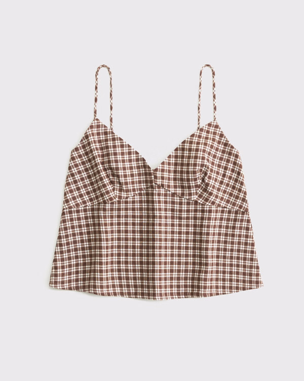 Linen-Blend Babydoll Cami | Abercrombie & Fitch (US)