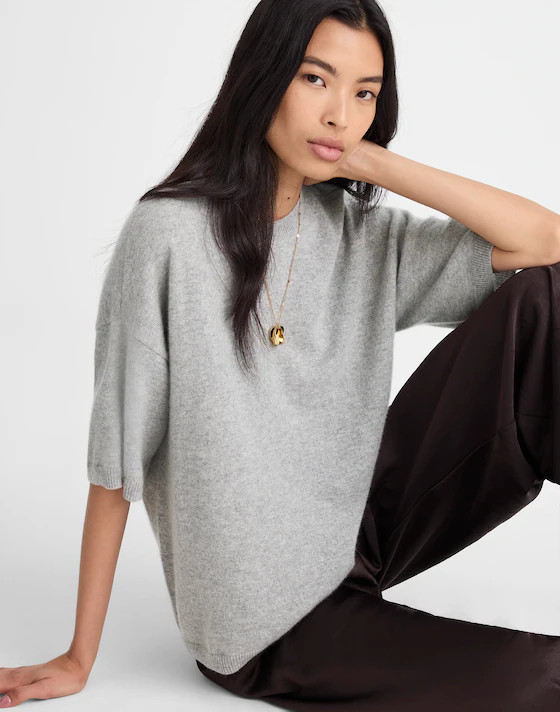 Short-Sleeve Sweater Tee in 100% Cashmere | Madewell