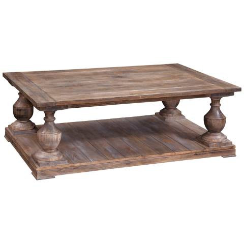 Hitchcock 54"W Smoked Barnwood Rectangular Cocktail Table | Lamps Plus