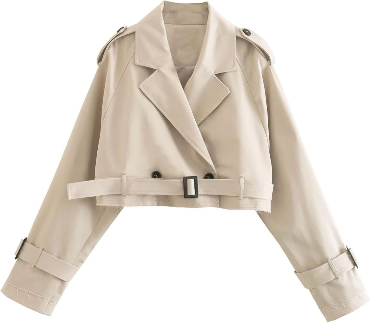 Xiaoxuemeng Women's Cropped Trench Coat Casual Double Breasted Short Jacket | Amazon (US)