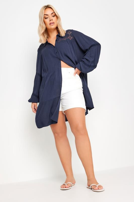 YOURS Plus Size Navy Blue Tiered Shirt | Yours Clothing UK