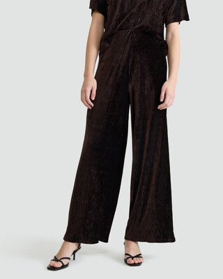 F&F Velvet Textured Wide Leg Co-Ord Trousers in Brown | Tesco F&F
