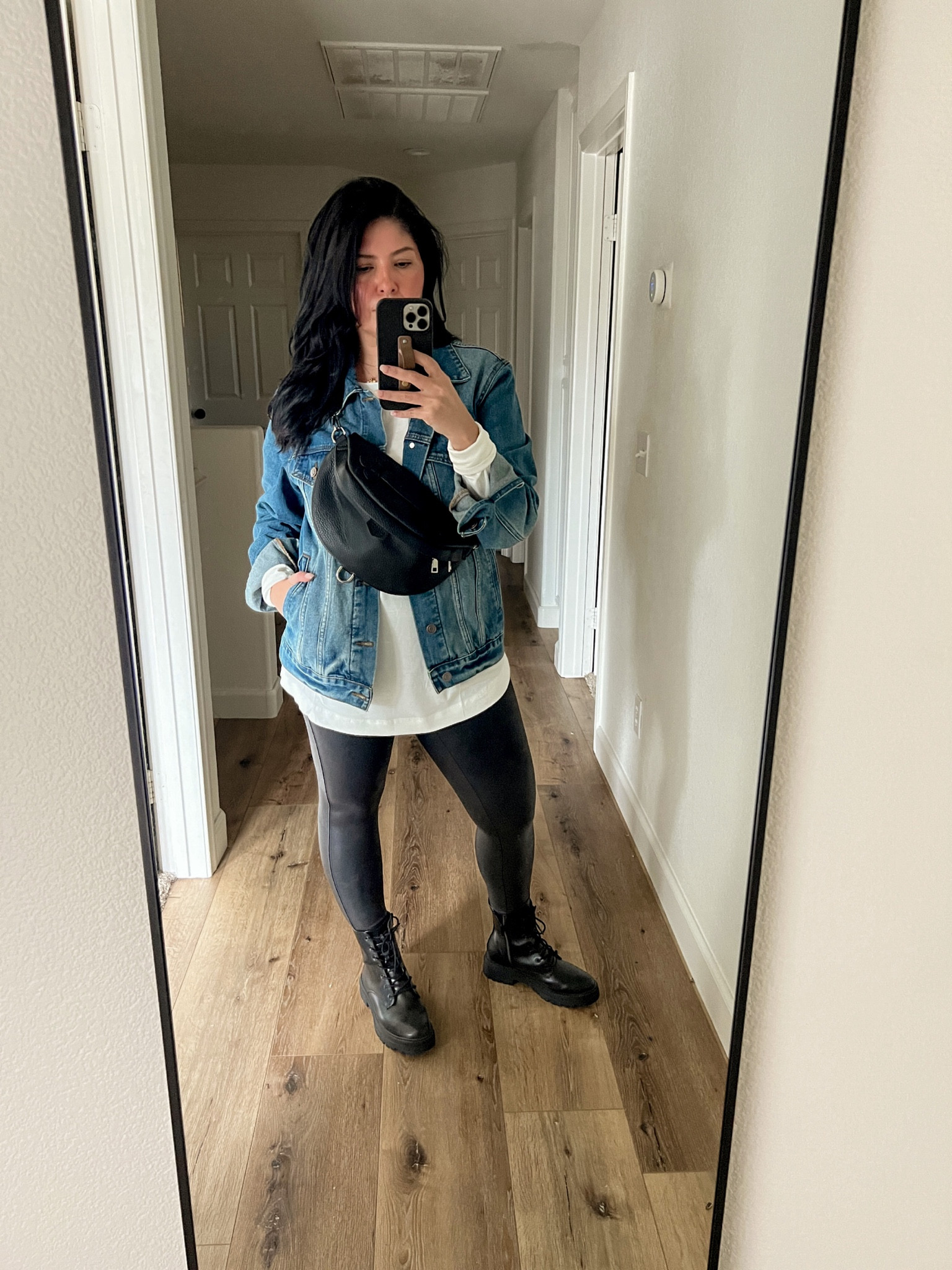 Wearing a large in the denim jacket , medium in the long-sleeve & xl in the spanx leggings 

xo, Sandroxxie by Sandra
www.sandroxxie.com | #sandroxxie

Spanx faux leather leggings, Walmart faux leather leggings, aerie tee, denim jacket, combat boots

#LTKSeasonal #LTKGiftGuide #LTKstyletip