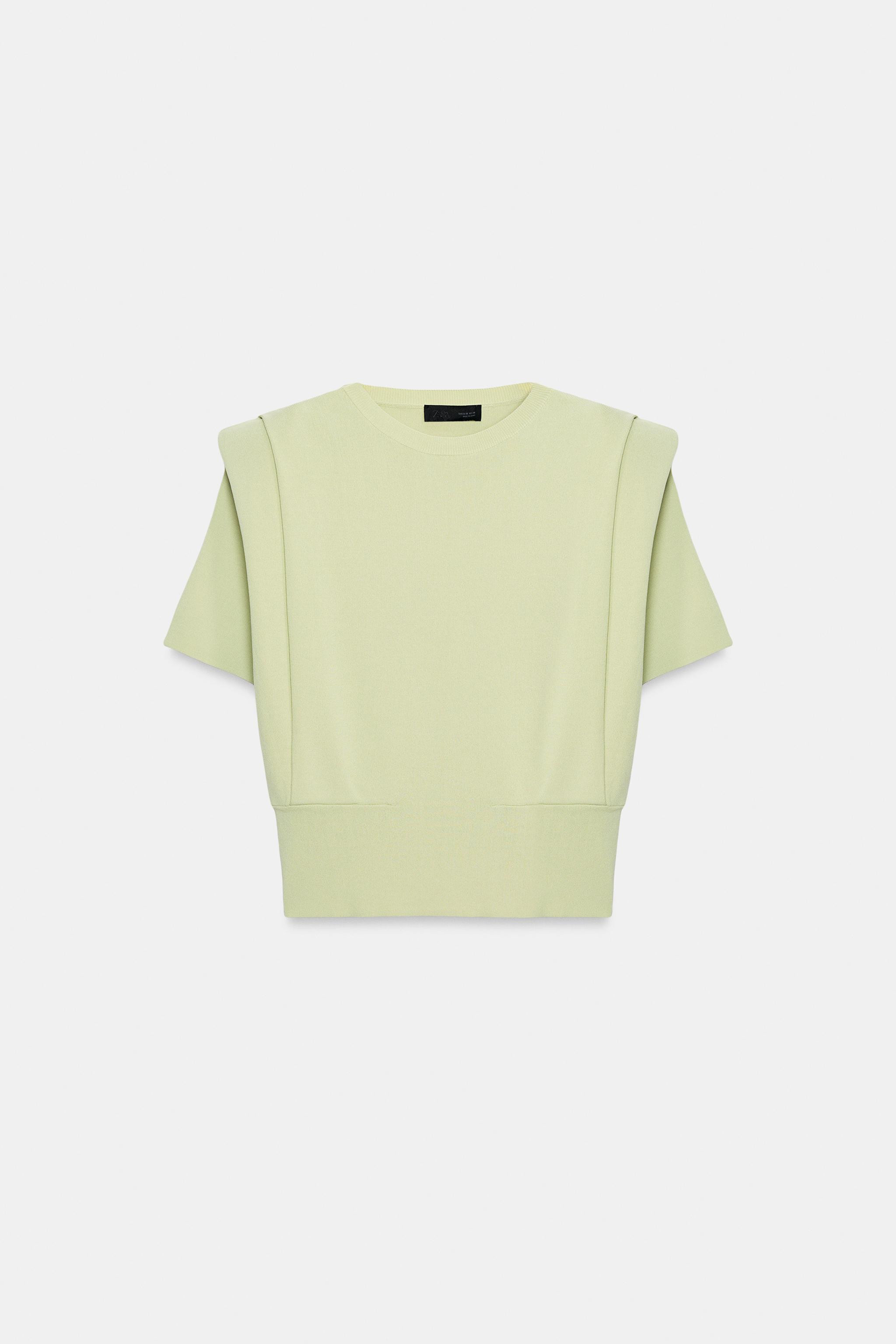 Padded Shoulder Knit Top | Zara Canada