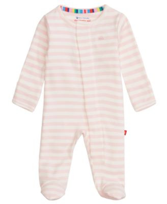 Magnetic Me Boys' and Girls' Magnetic Stripe Footed Coverall - White/Pink | Macy's
