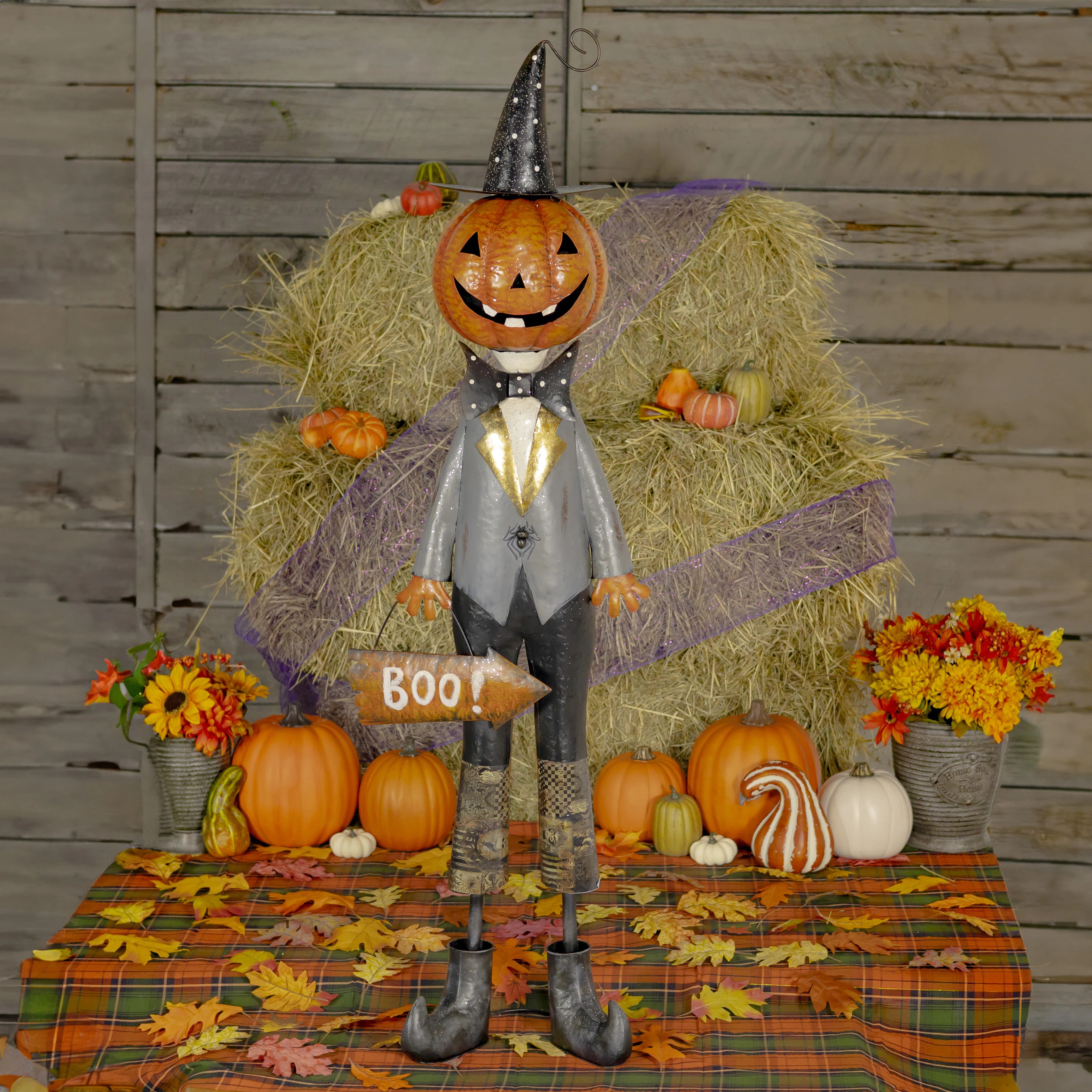 56.5in. Tall Jack-O-Lantern Gentleman with Basket of Spiders - Jack Arachnid | Wayfair North America
