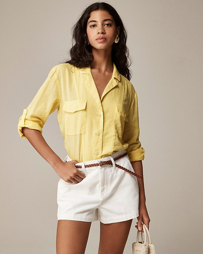 Camp-collar shirt in featherweight linen blend | J. Crew US