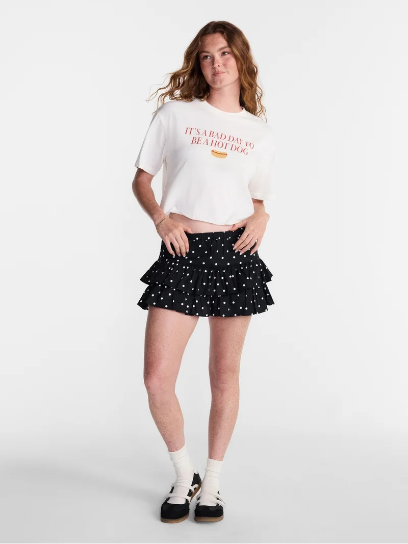 No Boundaries Boxy Cropped Graphic Tee, Women's and Women's Plus XXS-4X | Walmart (US)