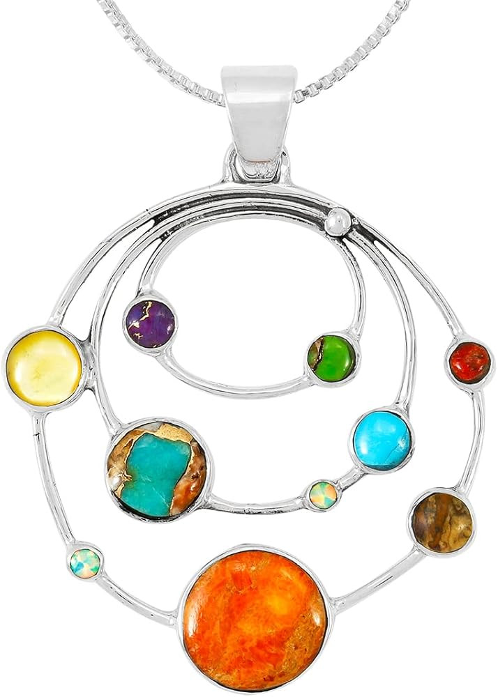 Planets Solar System Gemstone Turquoise Jewelry in Sterling Silver 925 & Genuine Turquoise | Amazon (US)