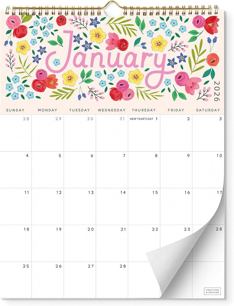 S&O Five Color Floral Wall Calendar from January 2026-June 2027 - Tear-Off Monthly Calendar - 18 ... | Amazon (CA)
