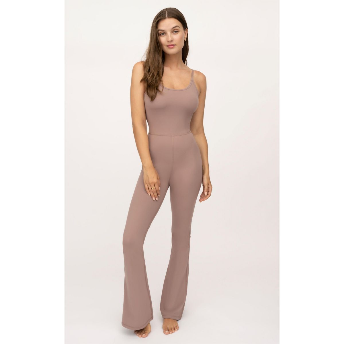 Yogalicious Womens Lux Scarlett Flare Jumpsuit with Built-In Bra | Target