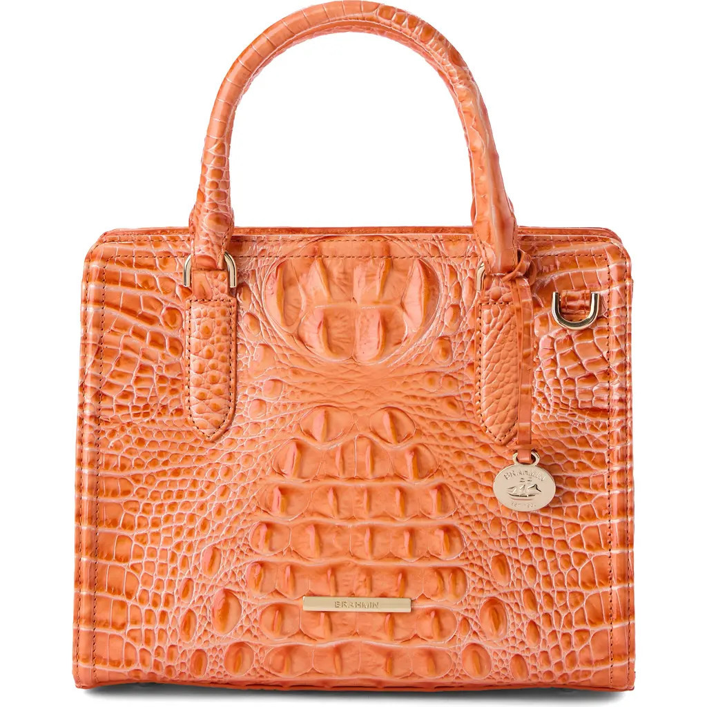 Brahmin Cami Croc Embossed Leather Satchel in Solar Orange at Nordstrom | Nordstrom