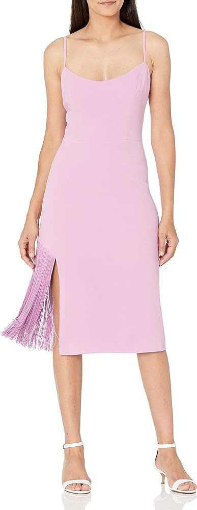 Dress the Population Women's Rory Sleeveless Stretch Midi Sheath Dress with Fringe | Amazon (US)
