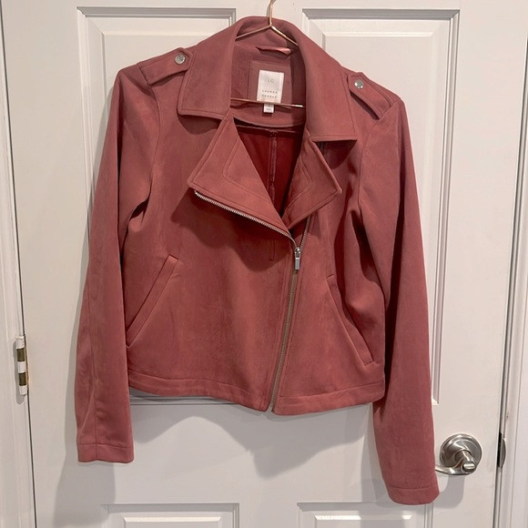 LC Lauren Conrad Suede Dusty Pink Moto Jacket Size Small | Poshmark