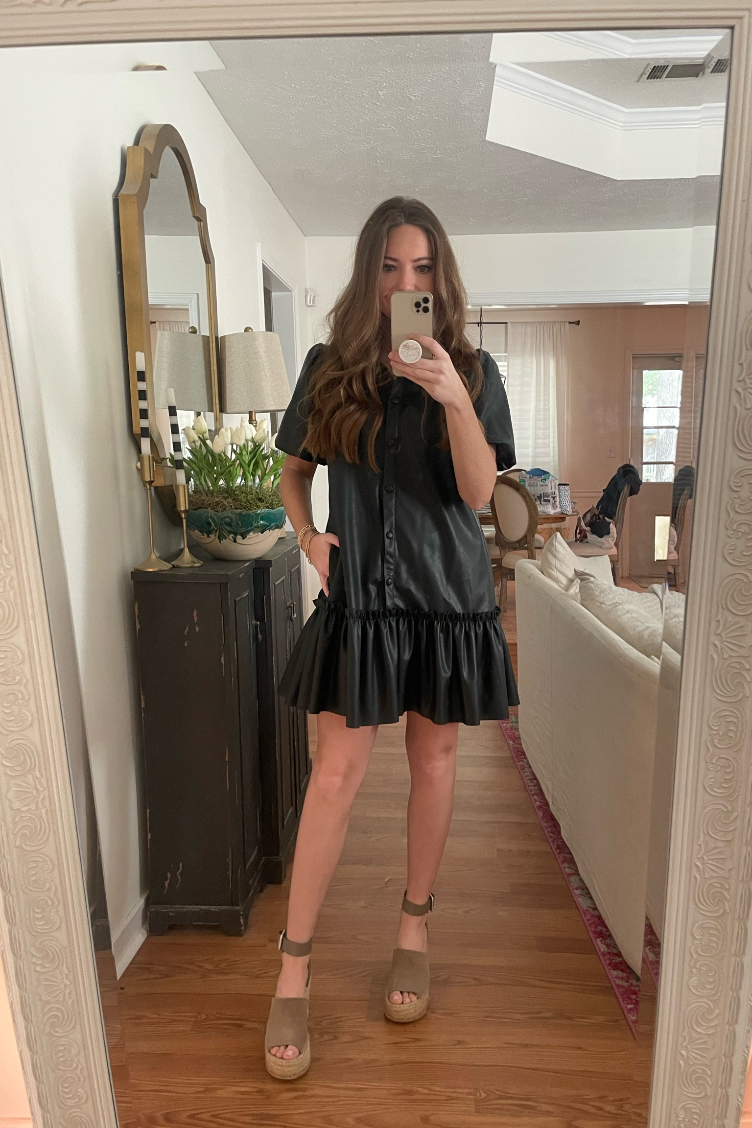 Faux leather dress is brand Fate i bought from a boutique called Amore. Not linkable but did link a few look a likes 