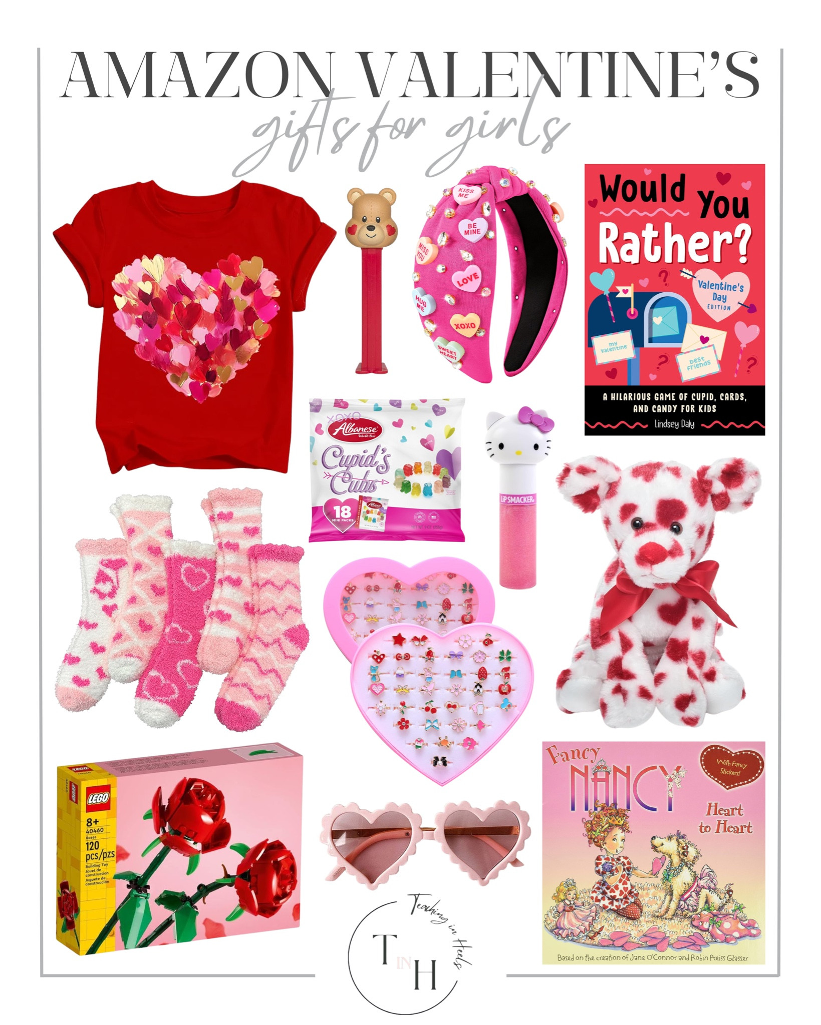 Amazon Valentine’s Day gifts for girls

Cute Valentine surprises
Heart-themed accessories
Cozy pajamas and slippers
Fun beauty and self-care treats
Plush toys and keepsakes
Creative craft kits
Sweet treats and candy gifts
Pink and red gift picks

#LTKSeasonal #LTKKids #LTKValentine