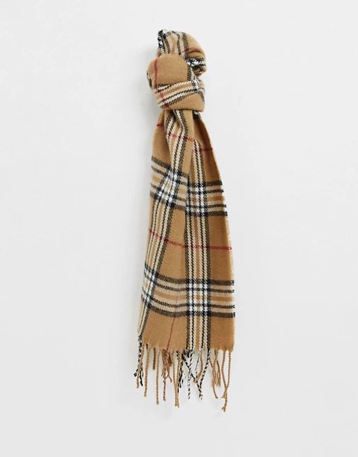 Burton Menswear tartan scarf in tan | ASOS (Global)