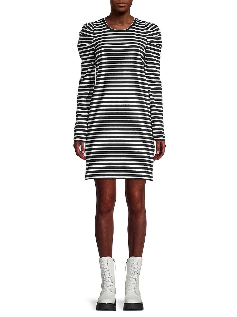 Rebecca Minkoff Women's Talia Striped Puff-Sleeve Dress - Black Ecru - Size S | Saks Fifth Avenue OFF 5TH