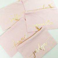 Bridesmaid Makeup Bag, Personalized Mrs Makeup Bag, Bridesmaid Gift, Personalized Pouch, Blush and Gold Canvas Bag, MANY COLORS | Etsy (US)