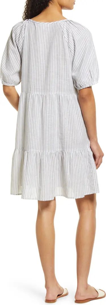 Luca Puff Sleeve Linen & Cotton A-line Dress | Nordstrom