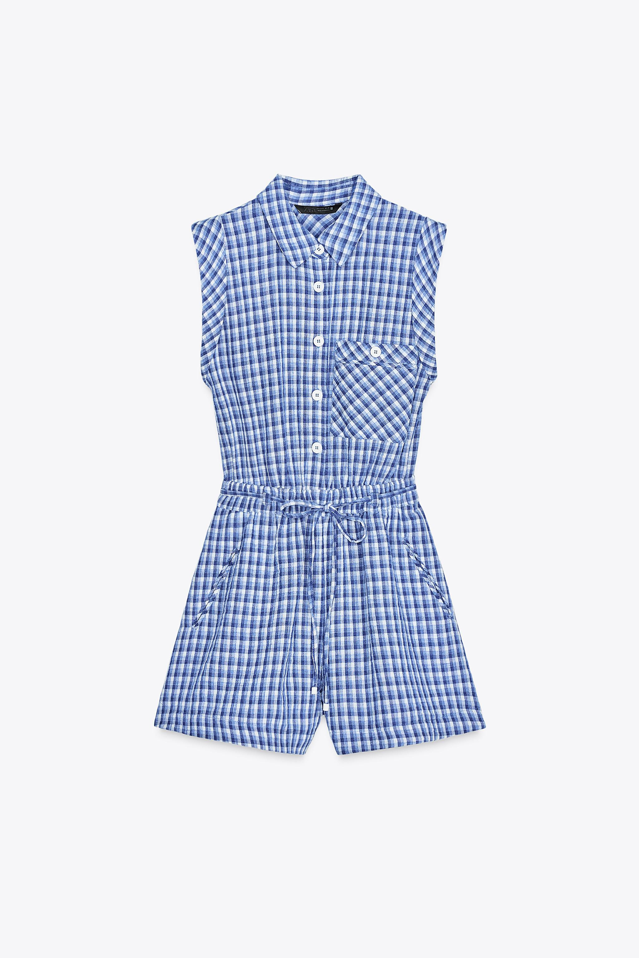 SHORT CHECKED JUMPSUIT | Zara UK