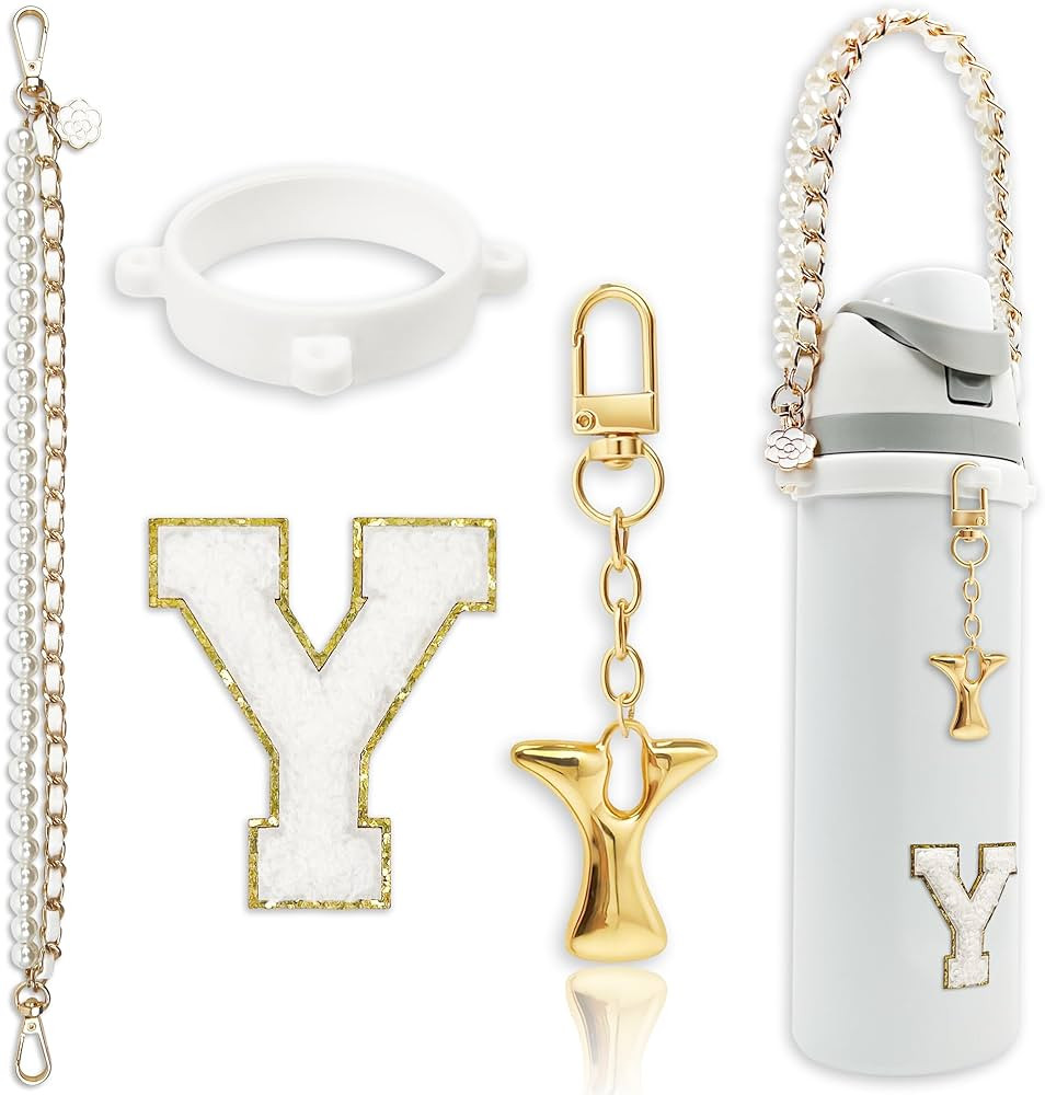 Cute Letter Charm Handle Strap Set for Owala Water Bottle 24 oz, 32 oz, 40 oz, Owala Kids, Owala ... | Amazon (US)