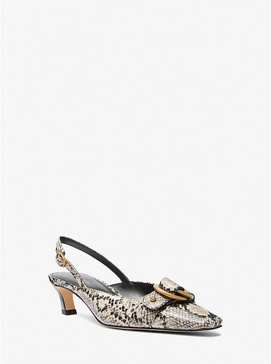 Jaden Snake Embossed Leather Slingback Pump | Michael Kors US