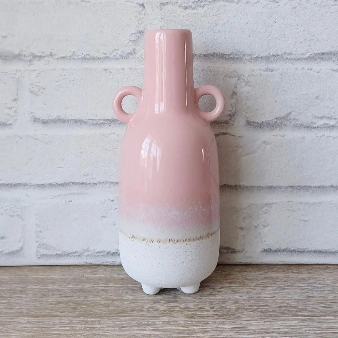 Large Pink Stone Effect Mojave Glaze Vases Flower Vase Holder - Etsy UK | Etsy (UK)