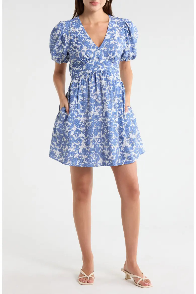 Melrose and Market Puff Sleeve Fit & Flare Minidress (Women) | Nordstromrack | Nordstrom Rack