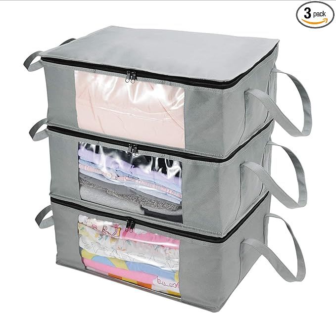 CCidea 3Pack Clothes Organizers Storage Bag,with Reinforced Handle，Very suitable storage room f... | Amazon (US)