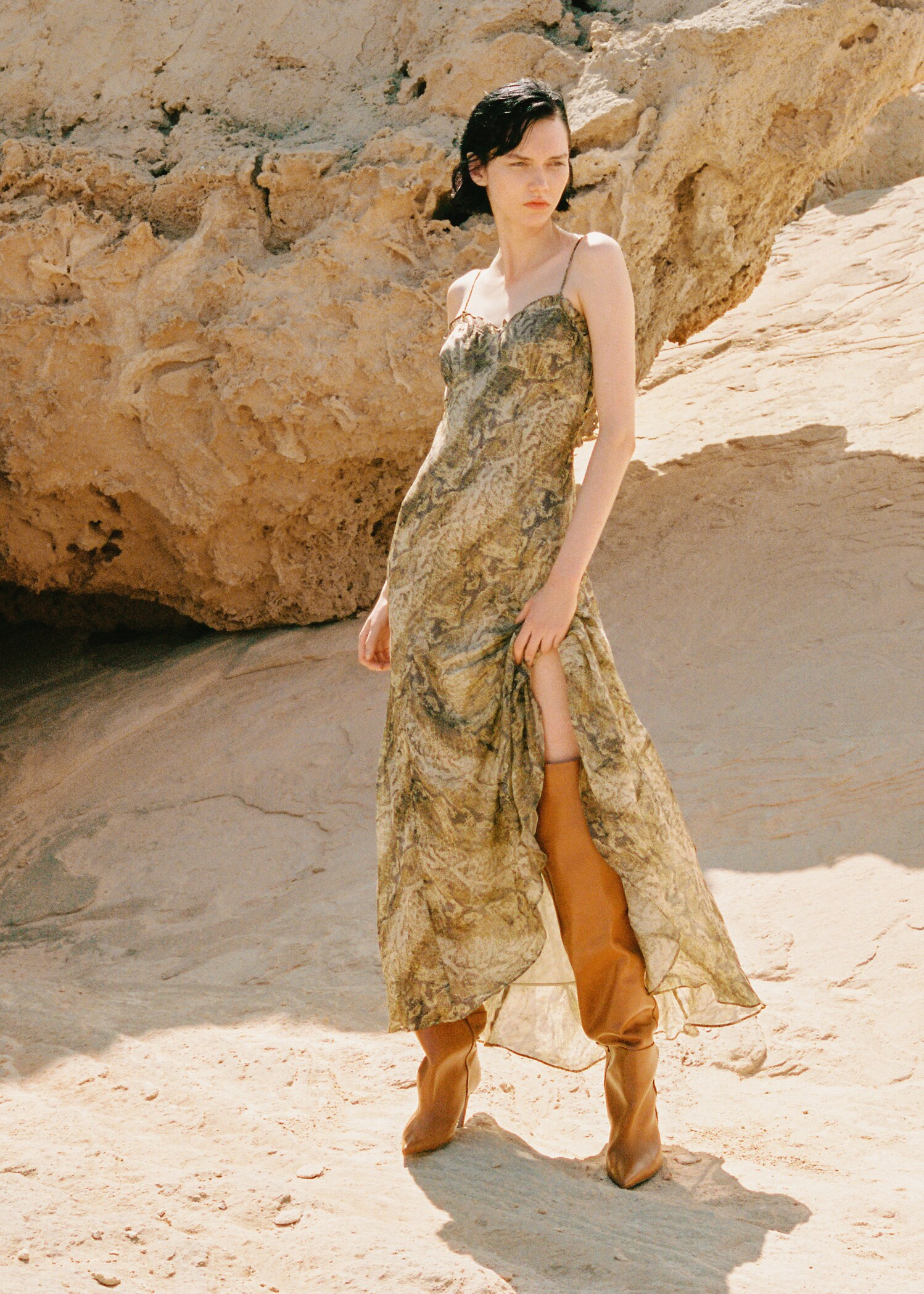 Snake print chiffon dress - Women | MANGO USA | Mango (US/MX/AU)