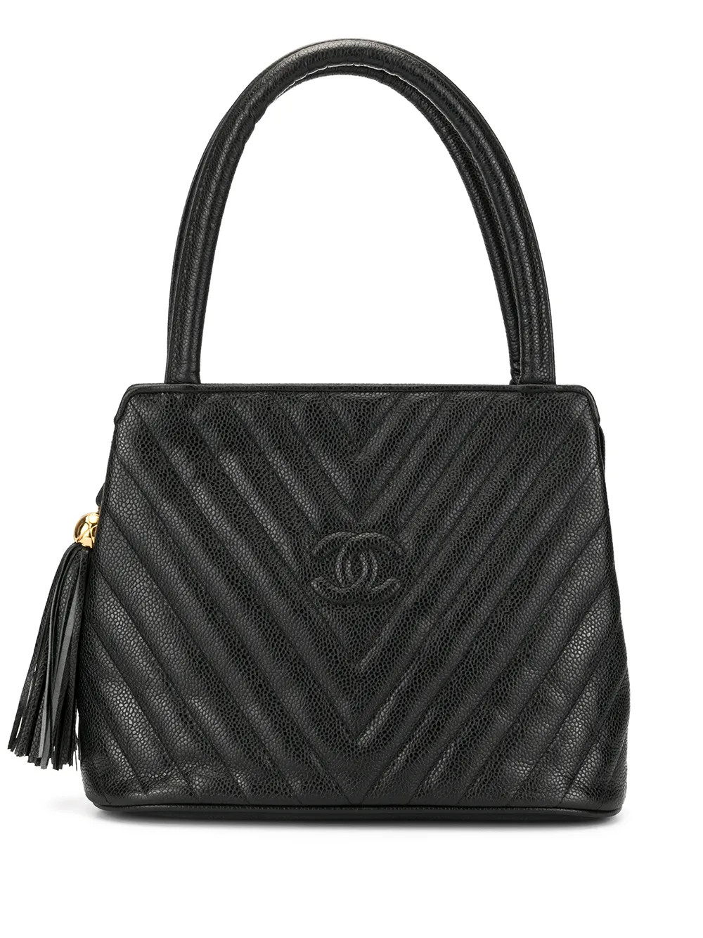 CHANEL Pre-Owned V Stitch Fringe Hand Bag - Farfetch | Farfetch Global