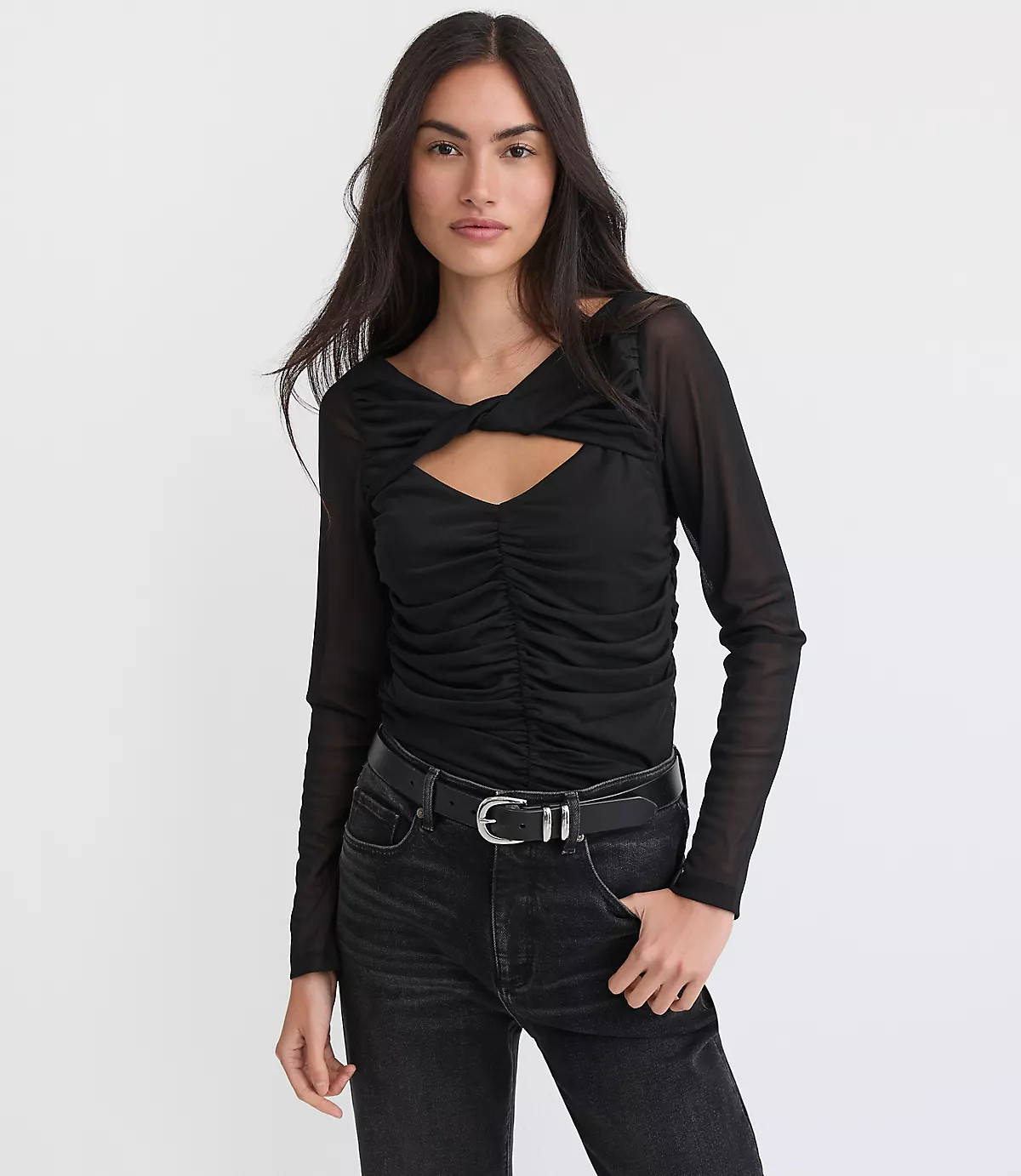 Twist Neck Ruched Top | LOFT