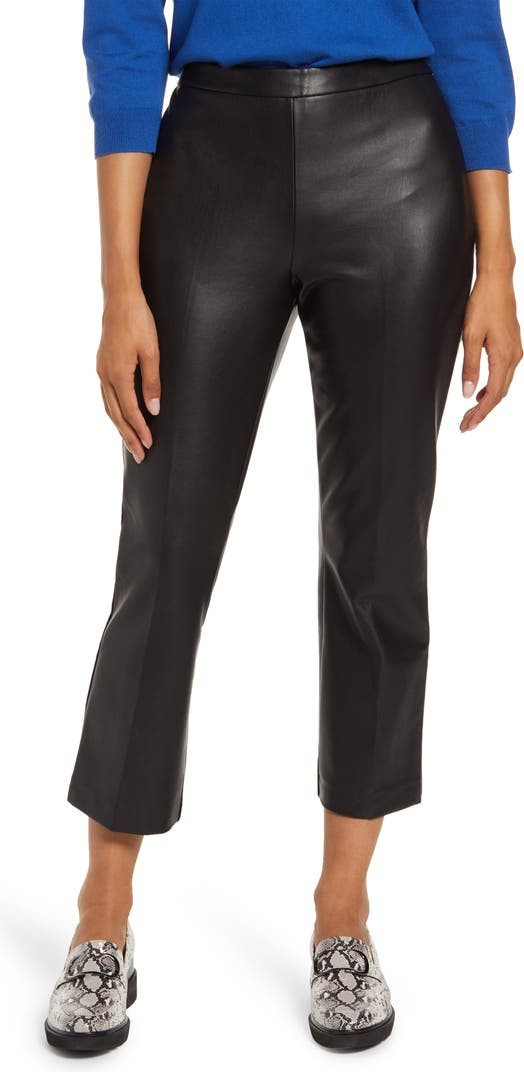Crop Straight Leg Faux Leather Pants | Nordstrom