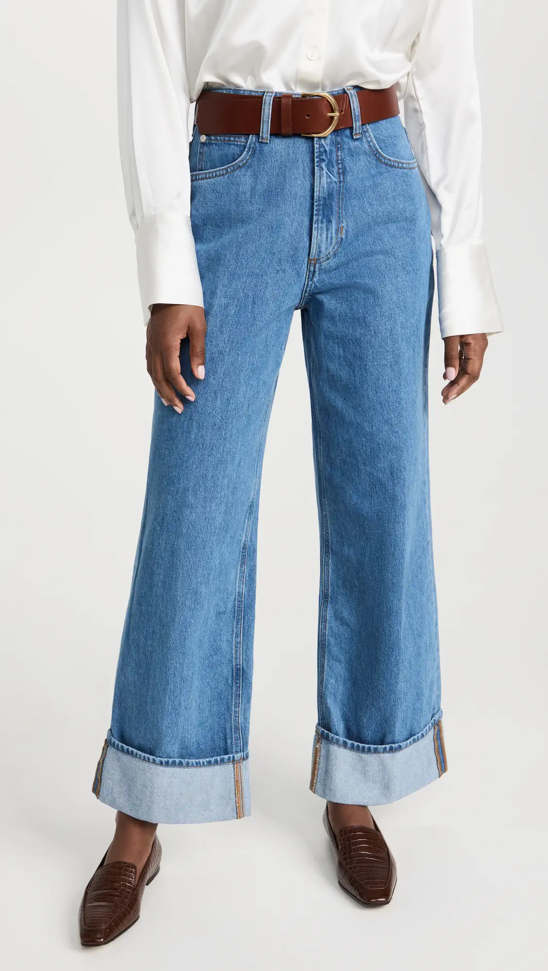 FRAME Rolled High Rise Wide Leg Jeans | Shopbop | Shopbop