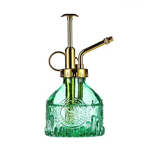 Aebor Glass Plant Mister Spray Bottle, 6.5" Green Glass Water Spray Bottle with Gold Top Pump Small Watering Can, Small Plant Sprayer Mister for Indoor Outdoor House Plant, Green+Gold (Green+Gold D) | Amazon (US)